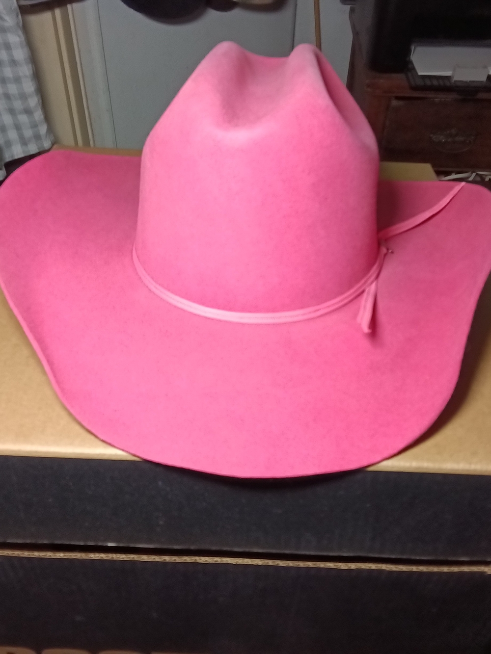 American Hat Company, Women’s Vintage Pink Felt Western Cowboy Hat, Size 7 3/8